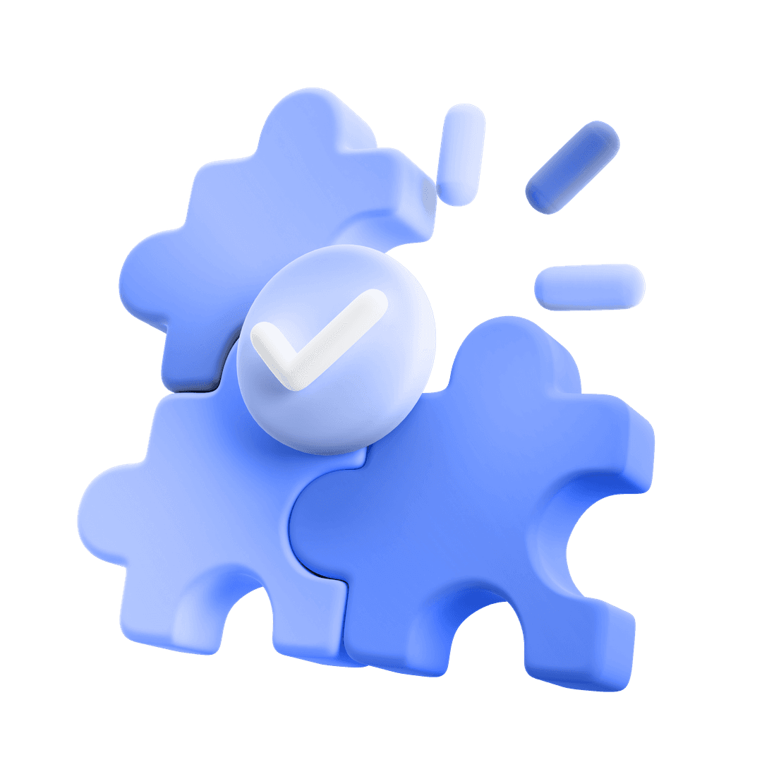 puzzle illustration with a checkmark in blue and whites